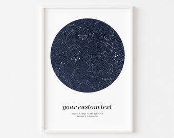 Cadeaux d’anniversaire de carte des étoiles pour femme, affiche de ciel nocturne, cadeau de couple pour petite amie, impression d’astronomie