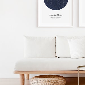 Star map anniversary gift for girlfriend, night sky print, engagement gifts for couple, pdf download image 5