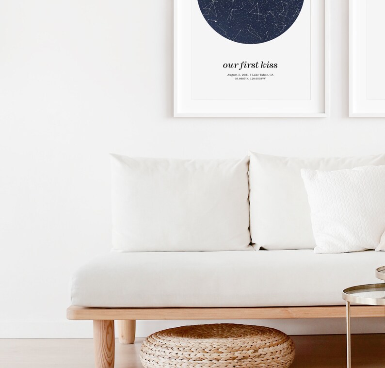 Star map anniversary gift for girlfriend, night sky print, engagement gifts for couple, pdf download image 5