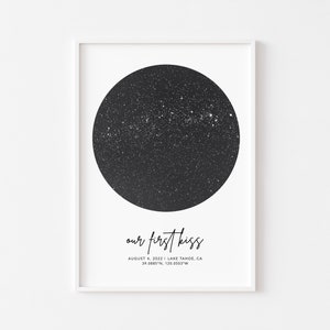Map of the night sky by date, boyfriend birthday gift, star map poster, night sky art, birthday gift for friend, gift for couple image 3