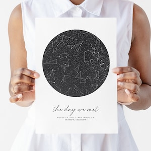 Sternenkarte Druck für besonderes Datum Geschenk für ihn, druckbare Wandkunst, Nachthimmel Kunst Konstellation bei Tag