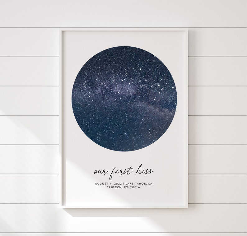 Cartas estelares personalizadas, póster de noche estrellada, mapa digital del cielo idea de regalo para recién casados imagen 2