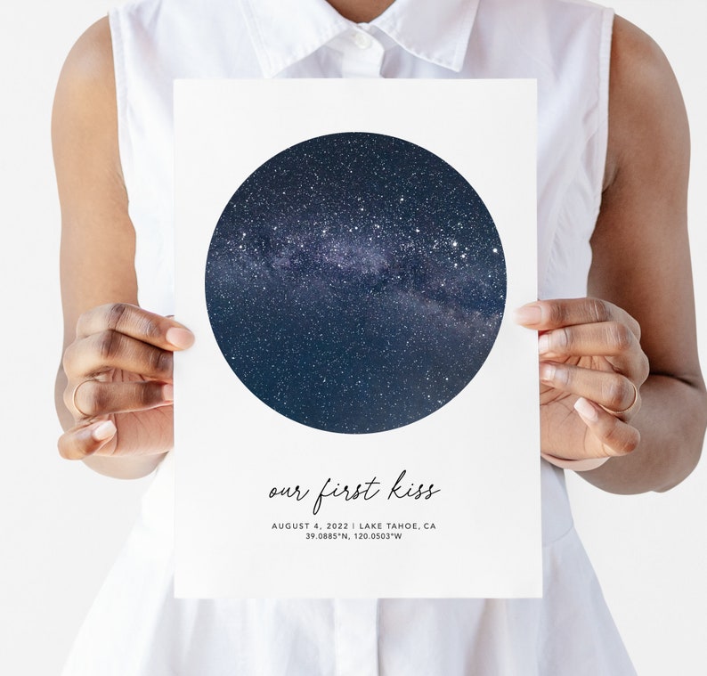 Cartas estelares personalizadas, póster de noche estrellada, mapa digital del cielo idea de regalo para recién casados imagen 4