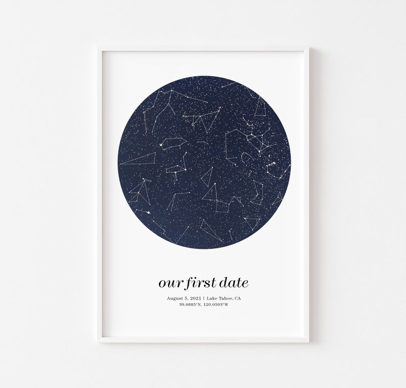 Star map anniversary gifts for woman, sky night print, wedding gift for groom, pdf digital poster image 3