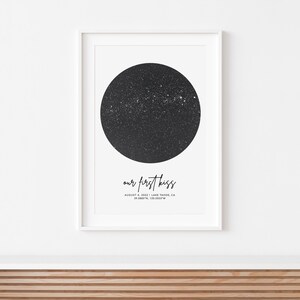 Map of the night sky by date, boyfriend birthday gift, star map poster, night sky art, birthday gift for friend, gift for couple image 4