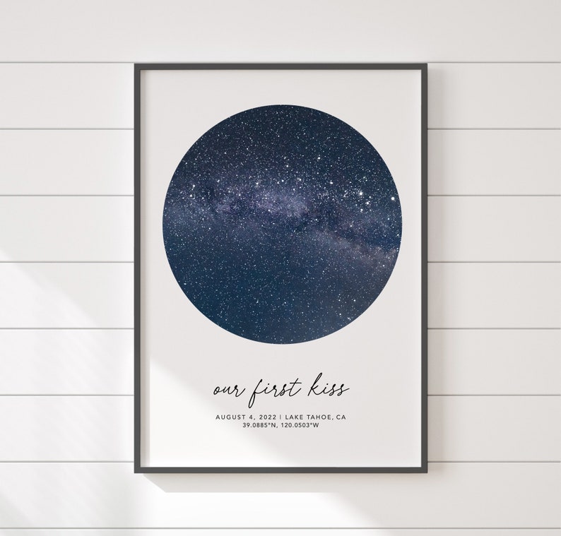 Cartas estelares personalizadas, póster de noche estrellada, mapa digital del cielo idea de regalo para recién casados imagen 6