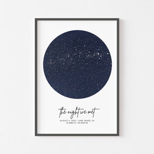 Carte des étoiles cadeau personnalisé du 2e anniversaire, impression du ciel nocturne, cadeau danniversaire en coton pour lui, carte du premier rendez-vous, carte des étoiles par date, cadeau de couple image 4