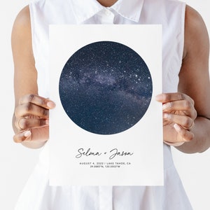 Sternenkarte personalisierter Nachthimmel nach Datum, Sternennacht Poster, Verlobungsgeschenke für Paare, Sternbild Print