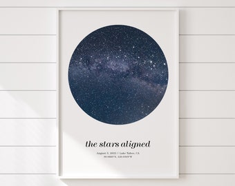 Star map constellation first date gift, constellation print, Christmas gift, milky way sky map