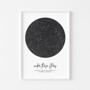 Custom Star Map, night sky print, gift for boyfriend, constellation map, anniversary gift for couple, star map poster