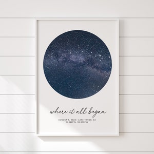 Regalo de primera cita, impresión de noche estrellada, mapa digital del cielo, regalos de boda únicos para parejas