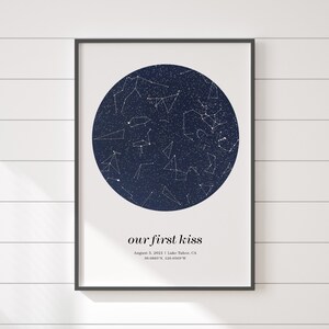 Star map anniversary gift for girlfriend, night sky print, engagement gifts for couple, pdf download image 6