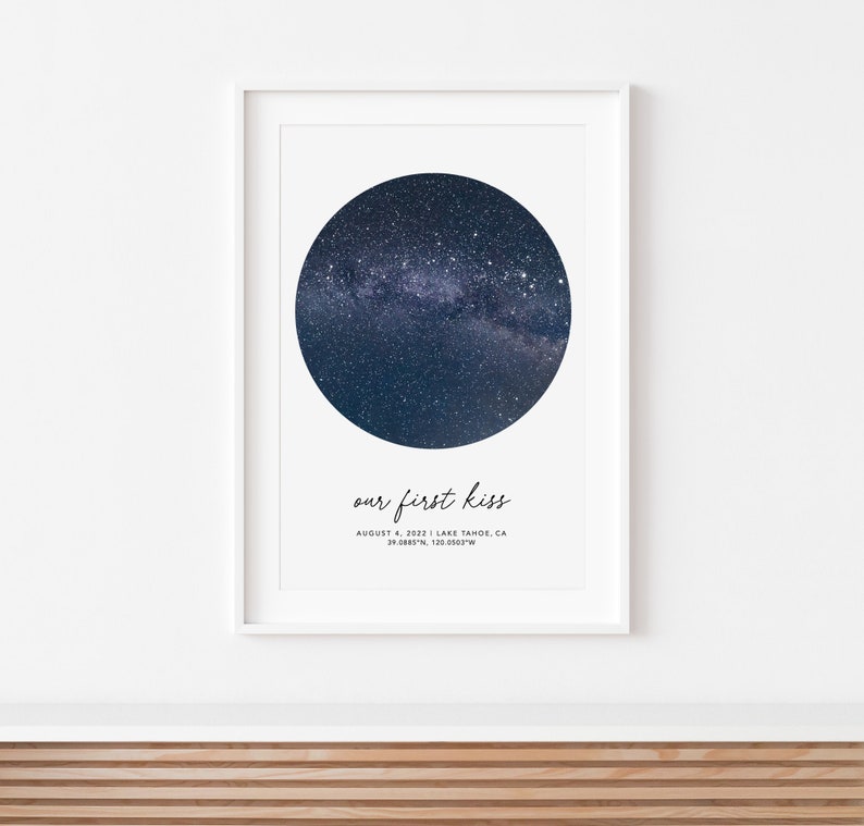 Cartas estelares personalizadas, póster de noche estrellada, mapa digital del cielo idea de regalo para recién casados imagen 5