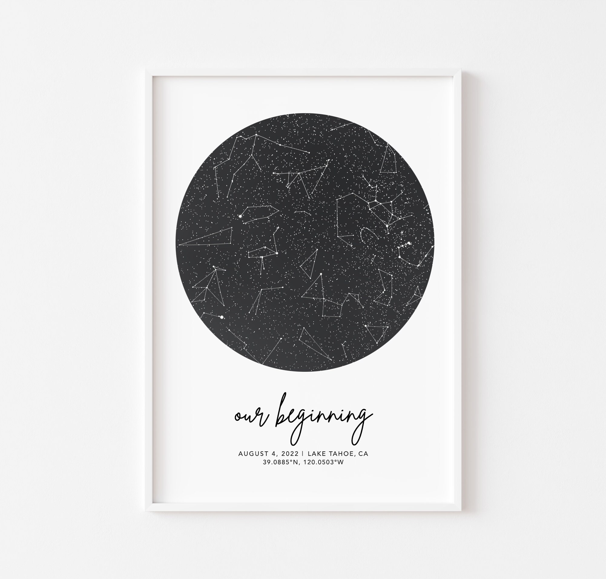 Custom Night Sky Star Map, Constellation Poster, Personalized Couple ...