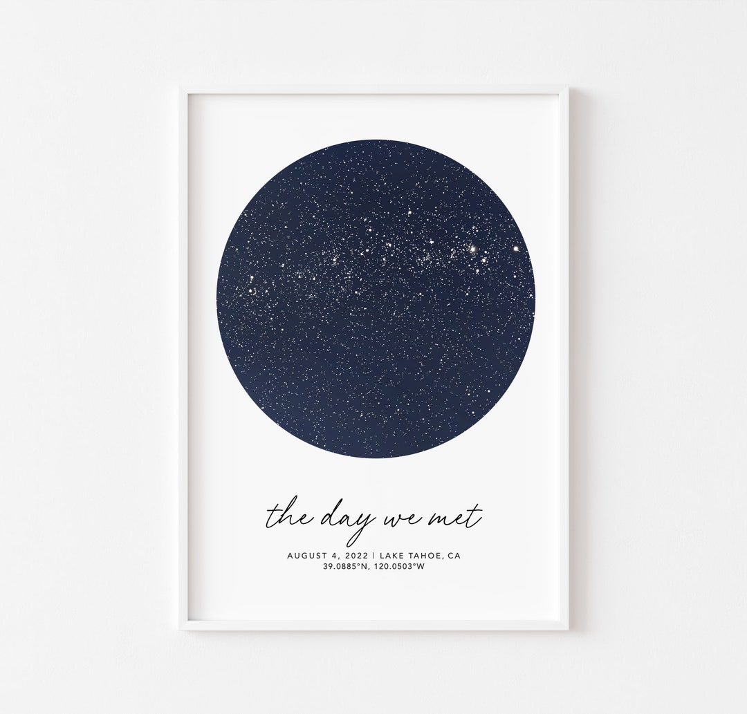 Star Map Couples Romantic Gift, Night Sky When We Met Constellation Print Etsy