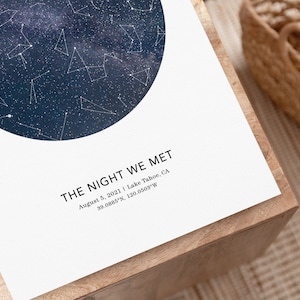 Mapa estelar novio regalo especial de día, noche que conocimos impresión, regalo de aniversario de 1 año para el esposo, día que conocimos mapa estelar