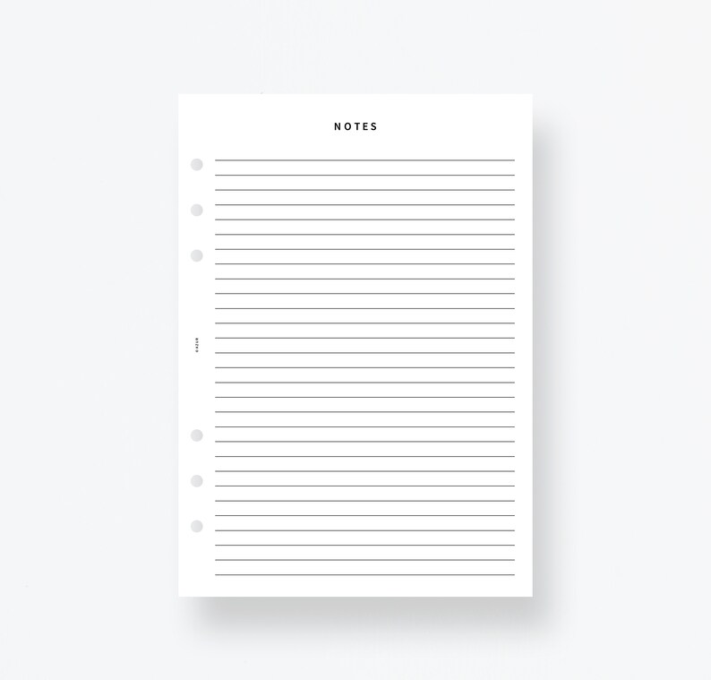 Notes Pages Filofax A5 Lined Pages Lines Pages A5 Planner Etsy