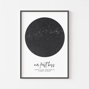 Map of the night sky by date, boyfriend birthday gift, star map poster, night sky art, birthday gift for friend, gift for couple image 6