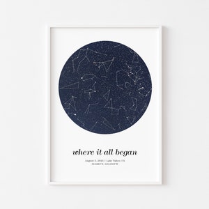 Regalo de aniversario de mapa estelar para ella, póster de cielo nocturno, regalo de bodas para novio, mapa estelar imprimible
