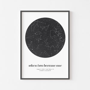Night sky by date personalized gifts, first date print constellation map, printable wall art image 6