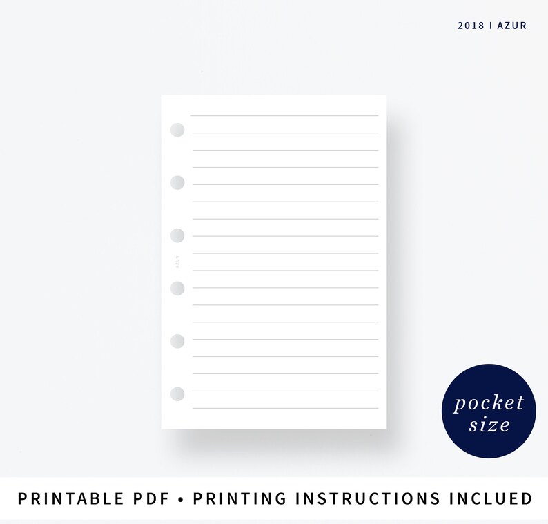 Lined Pages Pocket Planner Refills Filofax Pocket Size Etsy