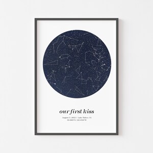 Star map anniversary gift for girlfriend, night sky print, engagement gifts for couple, pdf download image 7