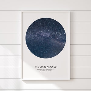 Star map anniversary gift for her, night sky wall art, constellation map, printable wall art