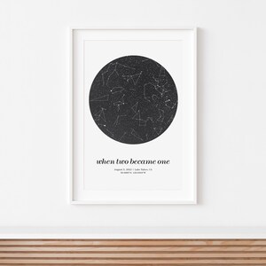 Night sky by date personalized gifts, first date print constellation map, printable wall art image 4