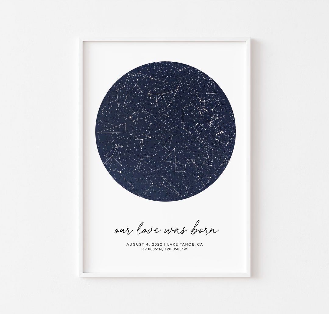 Star Map First Date Gift, Night Sky by Date Print, Our Love Was Born - Etsy