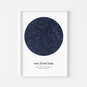Star map anniversary gift for girlfriend, night sky print, engagement gifts for couple, pdf download image 2