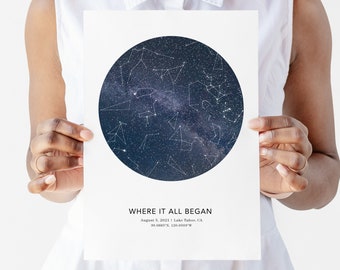 Star map constellation special day gift, milky way sky map, constellation print, printable star map