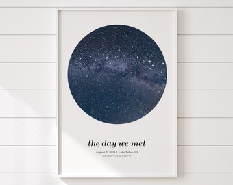 Primer beso estrellas, póster de la noche estrellada, mapa digital del cielo, regalo de Navidad