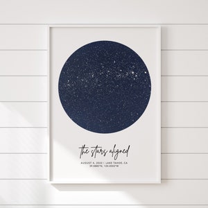 Carte des étoiles par date pour le cadeau des jeunes mariés, cadeau du jour du mariage pour la mariée, carte des étoiles personnalisée, ciel nocturne par date cadeau de mariage pour couple