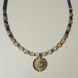 Sunrise Beaded Necklace Lapis Lazuli Sunstone Citrine