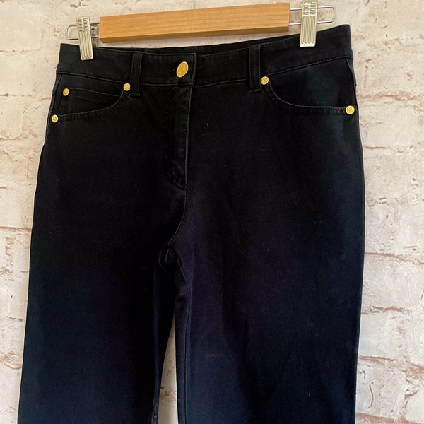 Vintage Escada Jeans Trousers Boot Cut Black Cotton Elastane Smart Designer Goth c1990s 10 UK