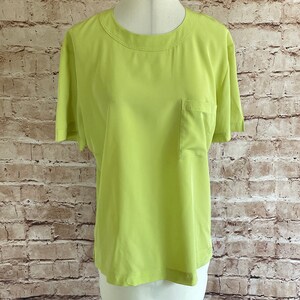 Vintage 80s Short Sleeve Top, Lime Green By Alexon 10 UK