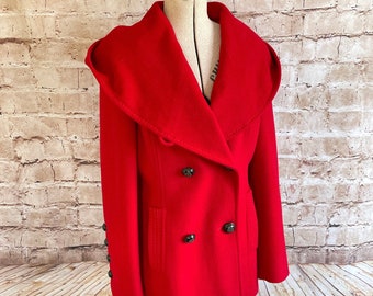 Giacca vintage con cappuccio di Saint James in misto lana rossa degli anni '90 circa 8 UK