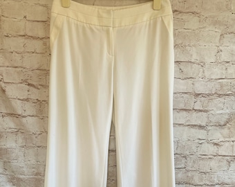 Vintage Trousers Cream Wide Leg Classic Smart By Marks And Spencer c1990s 14 U.K.