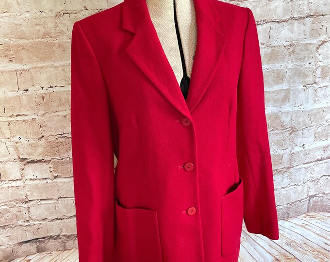 Vintage 80s 90s ‘Laura Ashley’ Red Wool Blazer 12 14