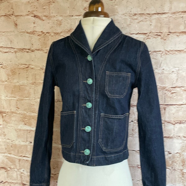 Vintage Ralph Lauren Denim Jacket Short Blue Casual cY2K XS