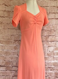 Psychedelic 60s 70s vintage paisley dress, size M/L, longsleeve shirt dress, orange and mint