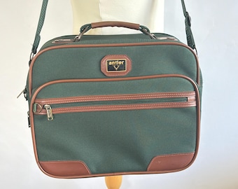 Vintage Antler Overnight Case Flight Bag Green c1980s