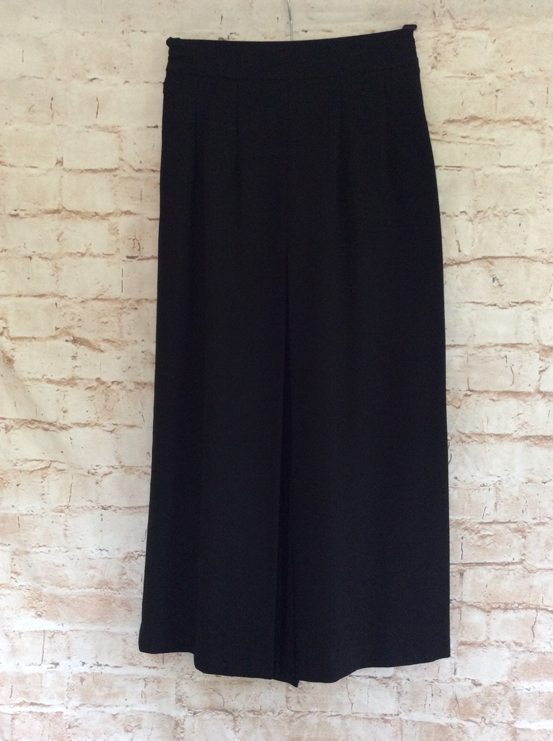 Vintage Culottes Divided Skirt In Black Wool Blend Fabric By | Etsy