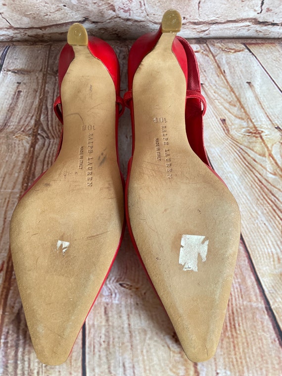 Ralph Lauren Red Leather Shoes Sling Back Sandals… - image 7