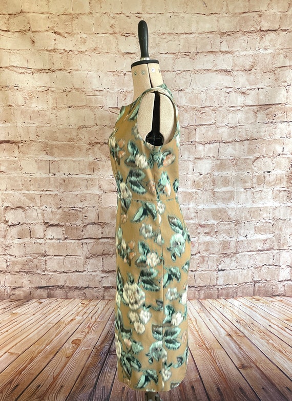 90s Max Mara Dress Slim Wiggle Beige Green Abstra… - image 4