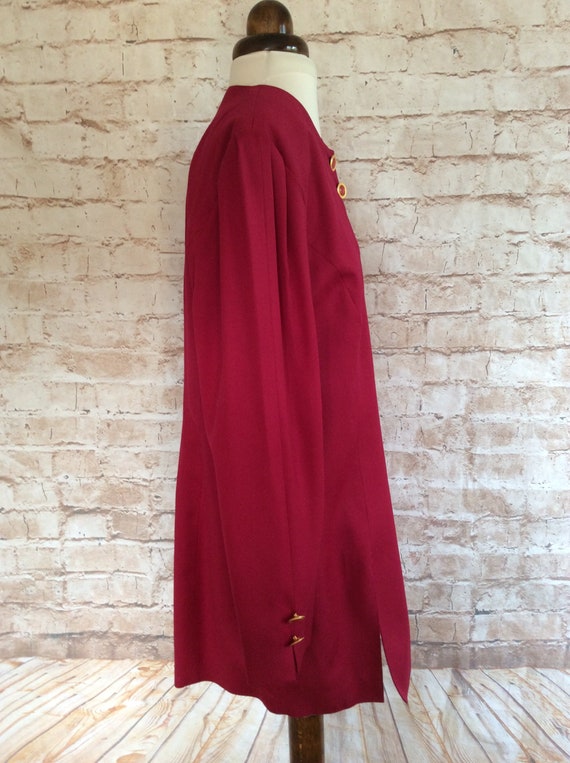 Vintage Long Jacket Wine Red Fine Wool Smart Occa… - image 6