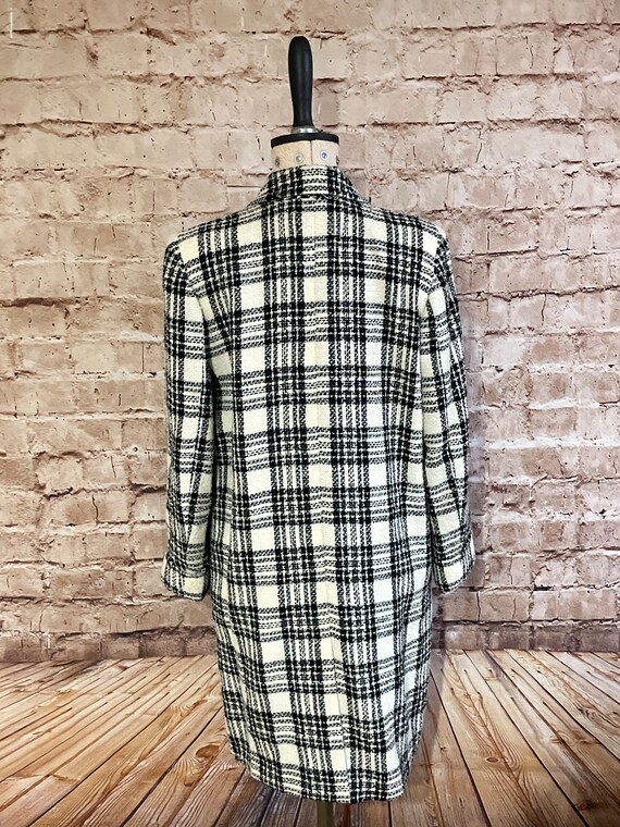 Vintage Coat Cream And Black Checked Boucle Wool … - image 8