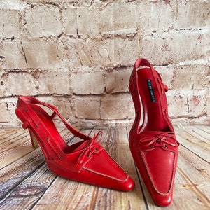 Ralph Lauren Rot Lederschuhe Sling Back Sandalen Heels Designer Größe 10 US oder 40 EUR Bild 9