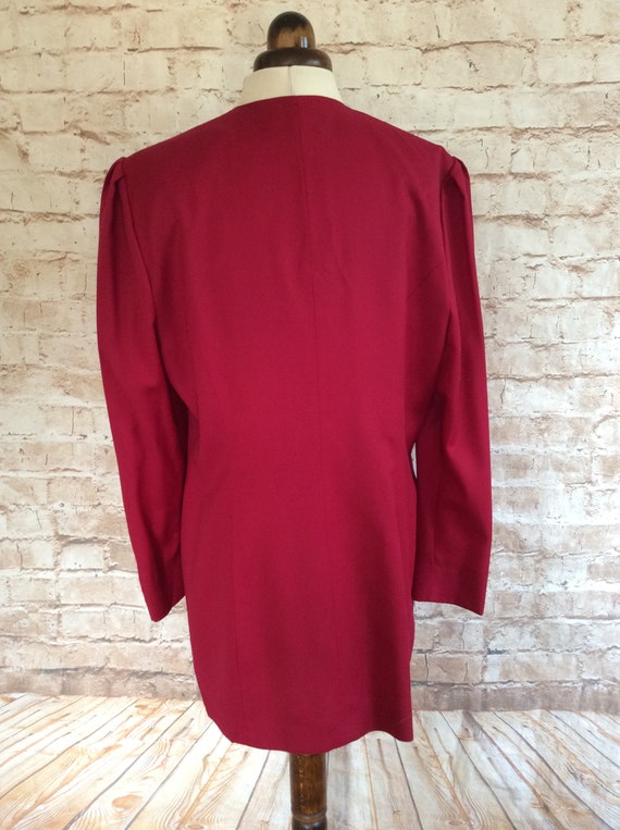 Vintage Long Jacket Wine Red Fine Wool Smart Occa… - image 5