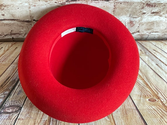 Vintage 70s Hat Red Wool Big Brim By Bermona Tren… - image 8